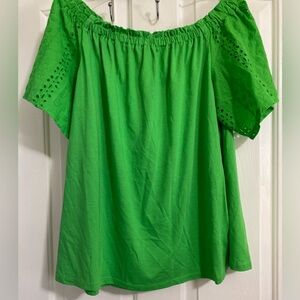 CHARTER CLUB WOMENS Green On-Off-Shoulder Women's Top